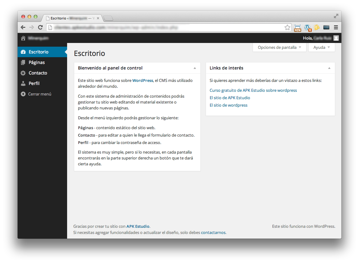 Escritorio de WordPress