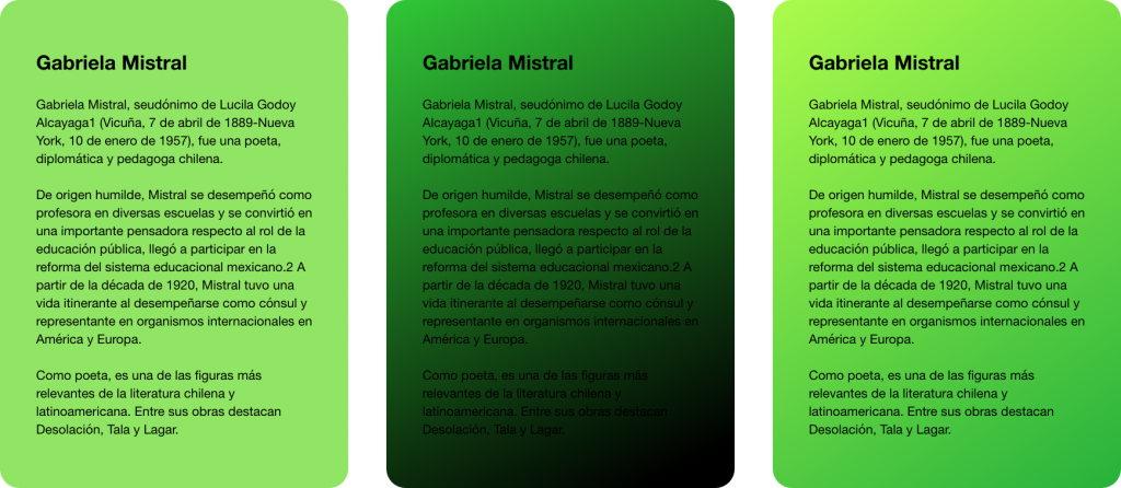 Degradados de fondo, evita cambios de color drásticos