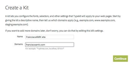 Información del kit Typekit
