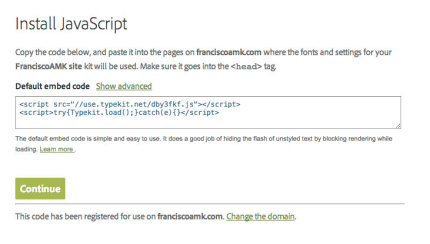 Código de Implementación Typekit