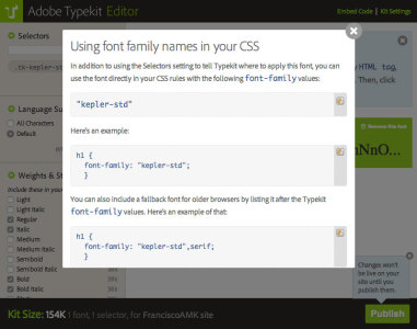 Usando Typekit en CSS
